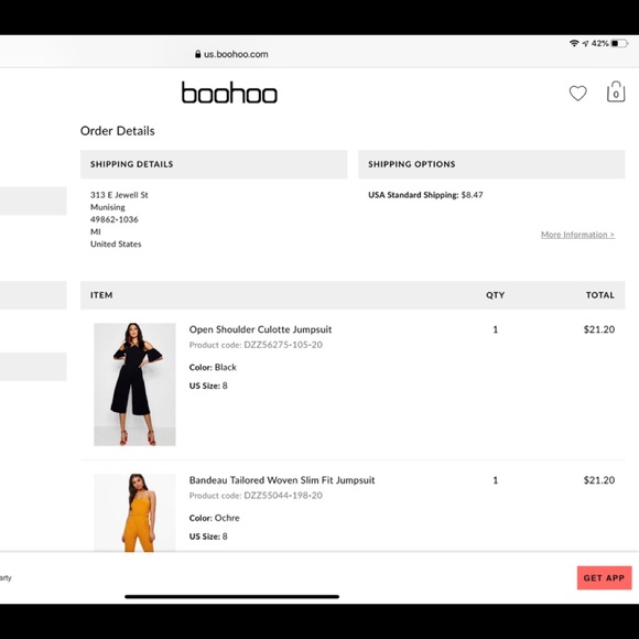 NWT Boohoo “Rosie” off shoulder culotte jumpsuit - Picture 8 of 8